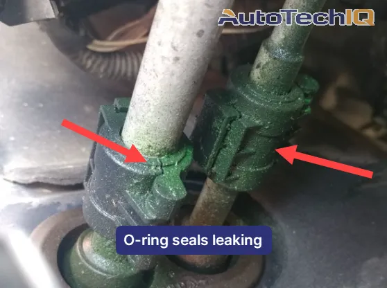 O-Ring seals leaking around hose connections from the evaporator AC