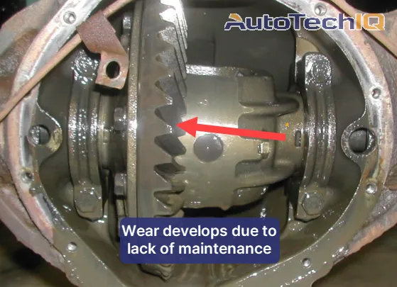 Lack of maintenance results in wear around the ring gears and differential rack