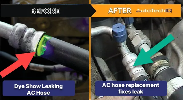 Honda AC hose leak repaired by hose replacement