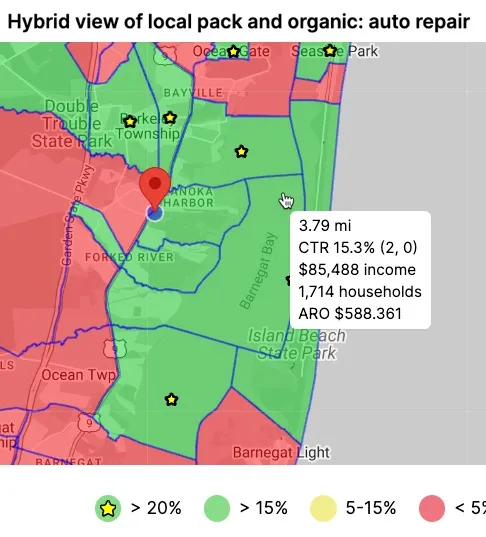 BizMapIQ click through rates by nieghborhood