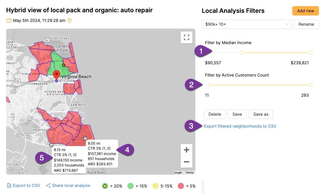 BizMapIQ Filter Neighborhoods