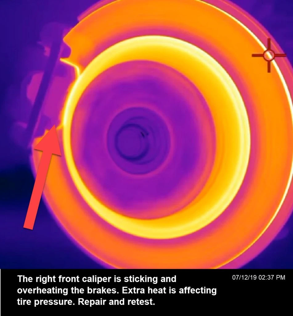 Overheating tire can trigger the tire pressure light on the dashboard and create a burning brake smell