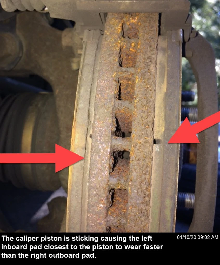 Sticking caliper piston